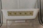 Vintage Pyrex  White With Green Verde Design Casserole Dish #0503 1 1/2 Qt