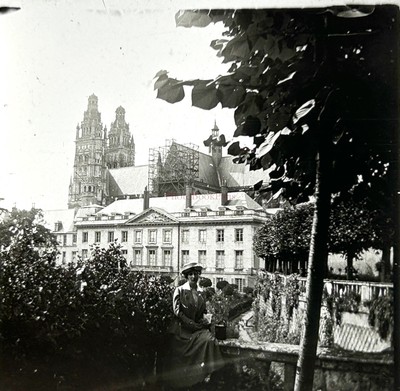 Frankreich Tours La Kathedrale 4 Juli 1917 Foto Platte Stereo Vintage