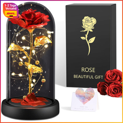 Ewige Rose im Glas Klassische Rote Rose Geschenk für Frauen Mama Valentinstag