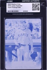 2025 Stadium Club Justin Verlander Cyan Printing Plate 1/1 CGC Auth Giants