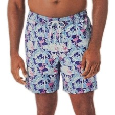 Member's Mark Mens Resort Swim Trunks Blue w Flamingo Various Sizes NWT 22A