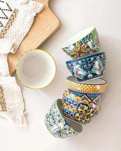 MALACASA 3 OZ Ramekins Juego de 6, tazas de platos para hornear postres de porcelana, lazo pequeño Foto 2 de 4