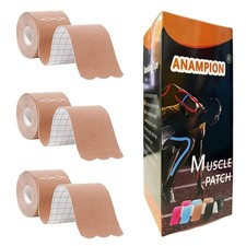 3 Rolls Precut Kinesiology Tape for Athletic Sports Pain Relief-Flesh Breathable