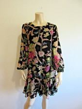 ELIZA J Black Velvet Burnout Floral Pattern 6 Sheer Puffy Sleeves Party Dress