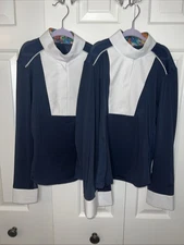 Chestnut Bay SkyCool® 'Liberty' Youth Long Sleeve Show Shirt Navy Medium x 2