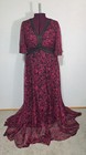 NWT Tadashi Shoji Teresa Gown Dress Sz 18 Plunge Neckline Rose Print Lace Trim