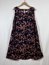 A New Day Women’s Shift Mini Dress XXL A-line Linen Blend Retro Print w Pockets