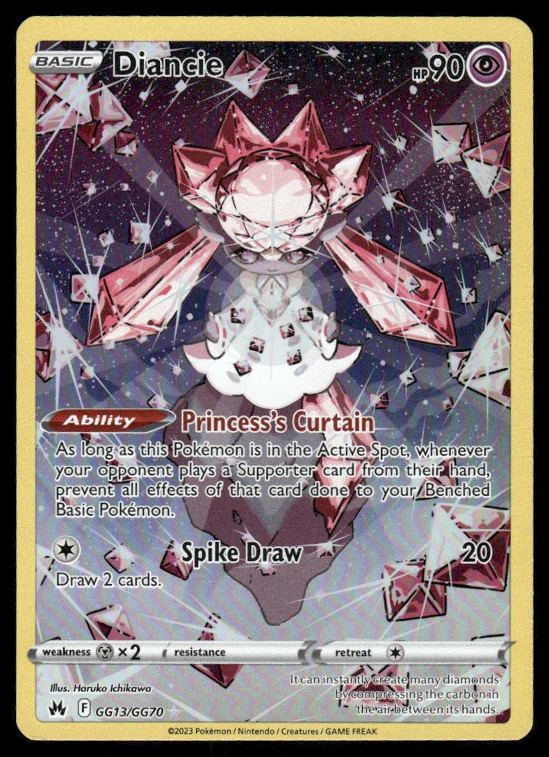 Pokemon Cards Diancie GG13/GG70 Crown Zenith Galarian Gallery Holo NM