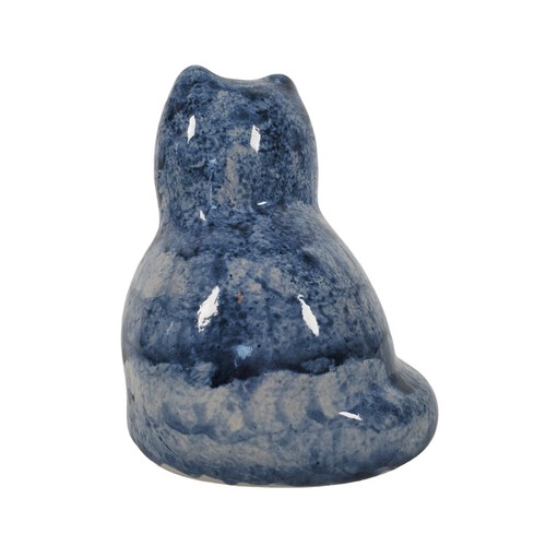 M A Hadley Pottery Cat Rare Retired Vintage Stoneware Blue Pink Sponge Paint Bow - Bild 12 von 12