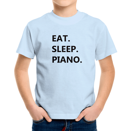 Piano Toddler Kids Youth Boy Girls T-Shirt Graphic Shirts Gift Pianist Eat Sleep - Picture 4 of 25