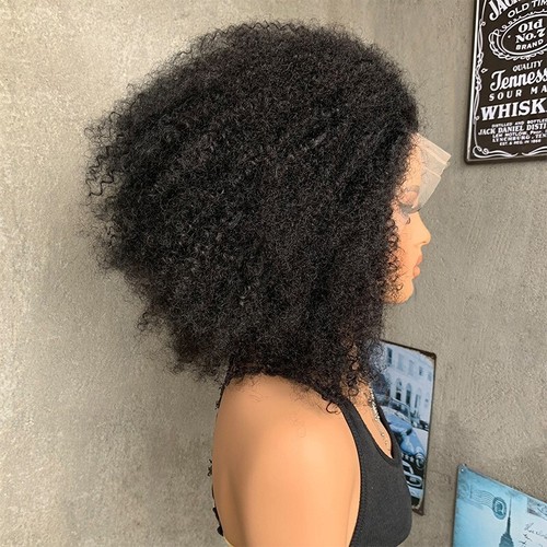 18" Blend Human Hair Afro Kinky Culry Wigs for Black Women 13x4 Lace Front Wigs - Picture 4 of 11