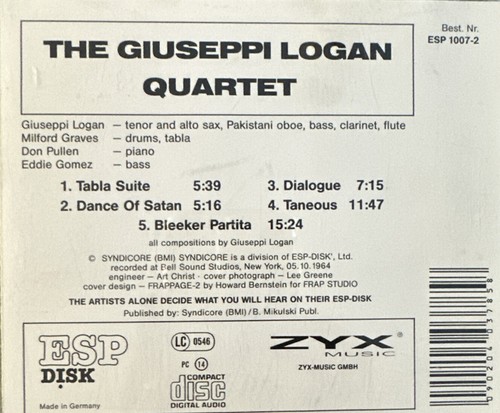The Giuseppi Logan "Quartet" CD - Picture 2 of 2