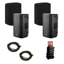 Pair of Yorkville YXL10P Powered Portable BT Speakers Covers Accessories