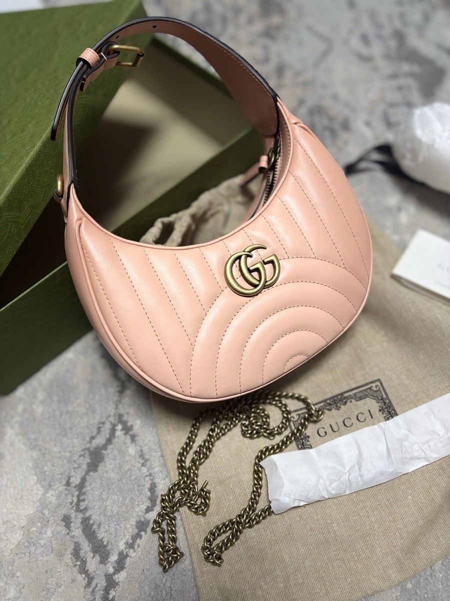 GUCCI GG Marmont Half Moon Handbag Shoulder Bag 2WAY 699514 Pink