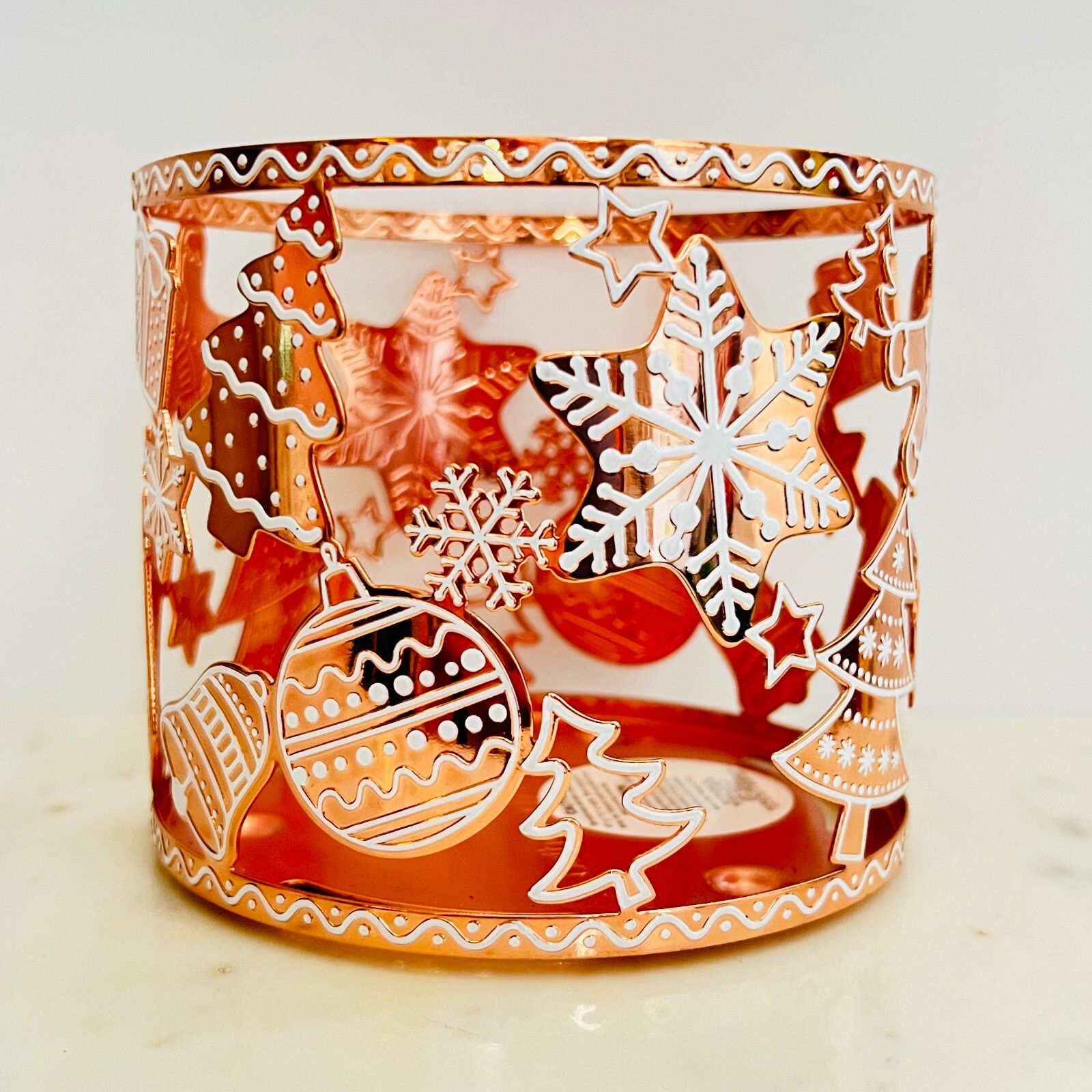 Bath & Body Works GINGERBREAD ORNAMENTS 3Wick CANDLE HOLDER Christmas