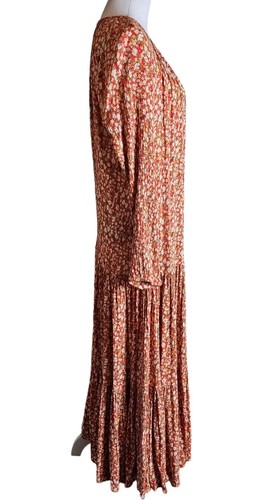 Sonoma Red Floral Print Crinkled Tiered Maxi Dress Size Large Boho Praire READ - Picture 5 of 16