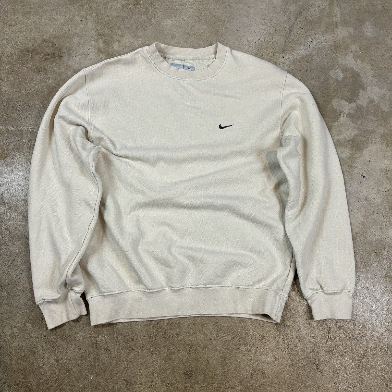 Vintage 90s Nike Mini Swoosh Cream Crewneck Sweatshirt Earth Tone Medium Size 90s Retro Style