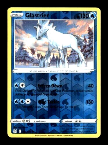 Glastrier Rare Reverse Holo Pokemon TCG Card 051/196