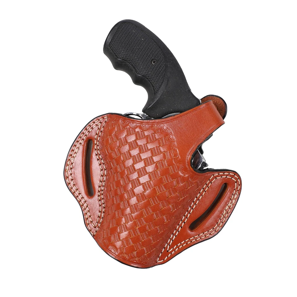 Pusat Holster Taurus 66 Revolver 2.5 inch Leather Basket Weave Belt Holster - Image 2 of 4