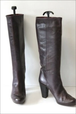 ALTO GRADIMENTO Bottes Cavalières à Talons Cuir Clouté Lavande T 39 TBE - Photo 1/4