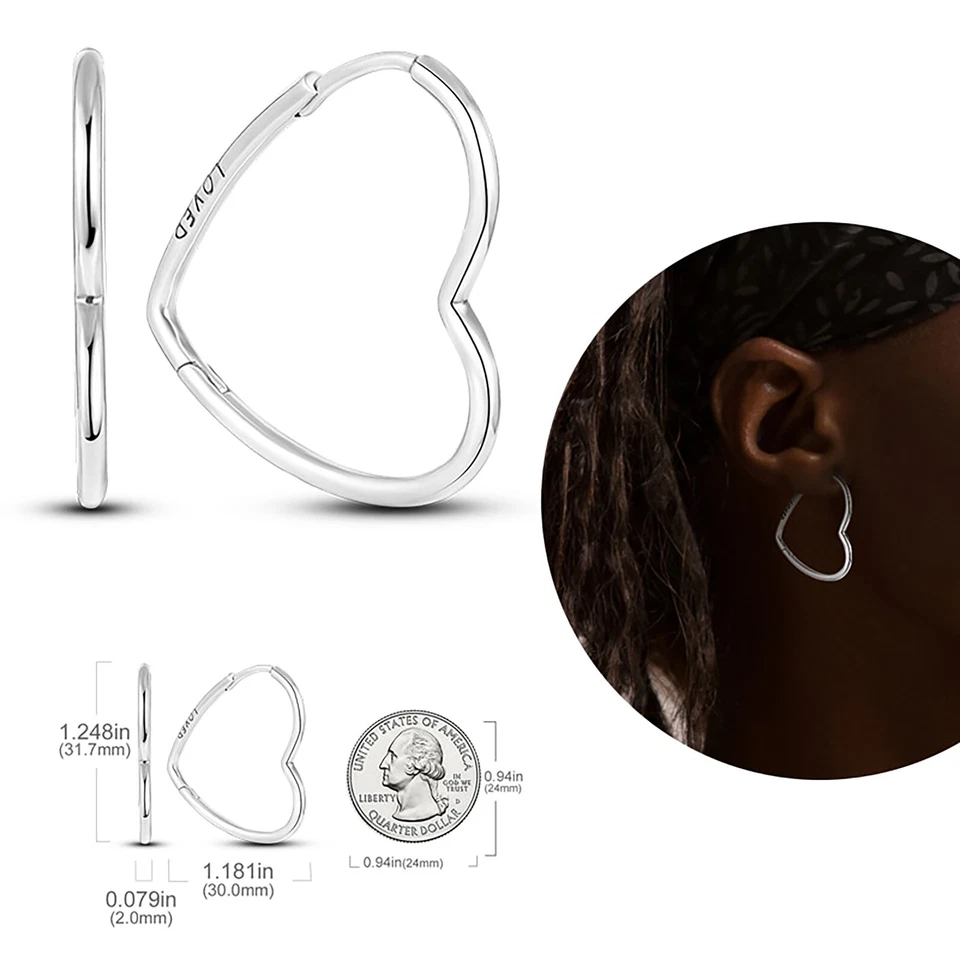 1 Paio Orecchini A Cerchio Donna 925 Argento Sterling Zirconia Pendente - Immagine 3 di 4