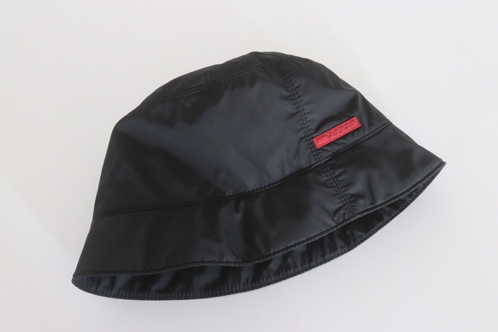 Prada Nylon Logo Bucket Hat Rosso