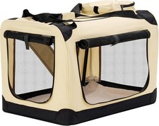 HICC PULE Collapsible Portable Dog Crate, 36 Inch Large Dog Crate Beige