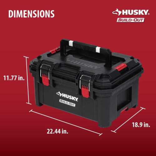 Husky Modular Almacenamiento de Herramientas Caja de Herramientas Grande Construida 22 In. Plástico Negro Nuevo - Imagen 3 de 12