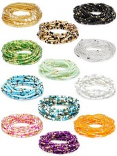 Fumete 12 Pcs Waist Beads Set Handmade African Belly Beads Chain Plus Size Bo...