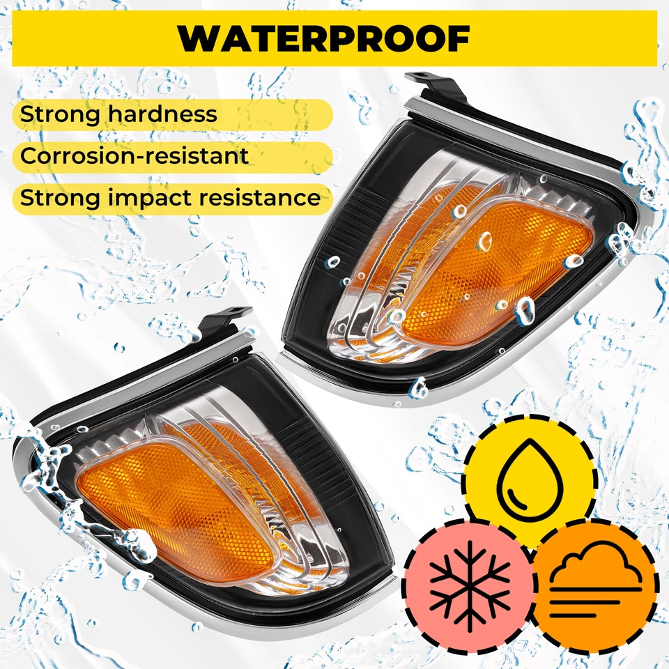 Luces de estacionamiento de esquina marcadoras laterales cromadas de 2 piezas para Toyota Tacoma 01-04 Foto 2 de 4