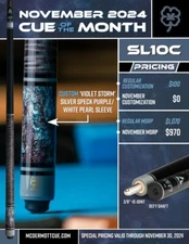 McDermott Pool Cue W/ One Defy 12.50 Carbon Shaft NOVEMBER 2024 CUE OF THE MONTH
