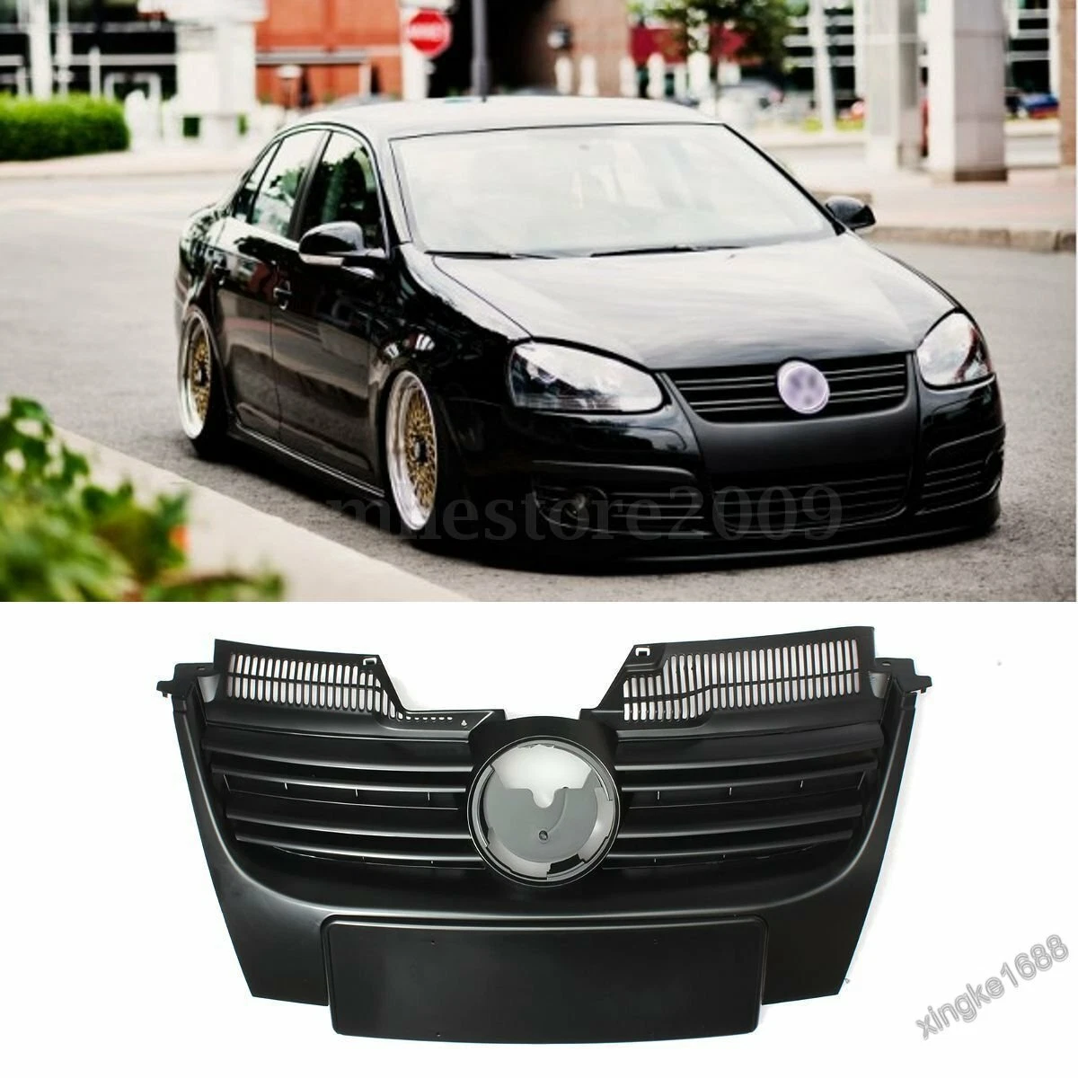 Fit 06-10 VW Jetta MK5 Front Black Upper Bumper Sport Grille ABS 