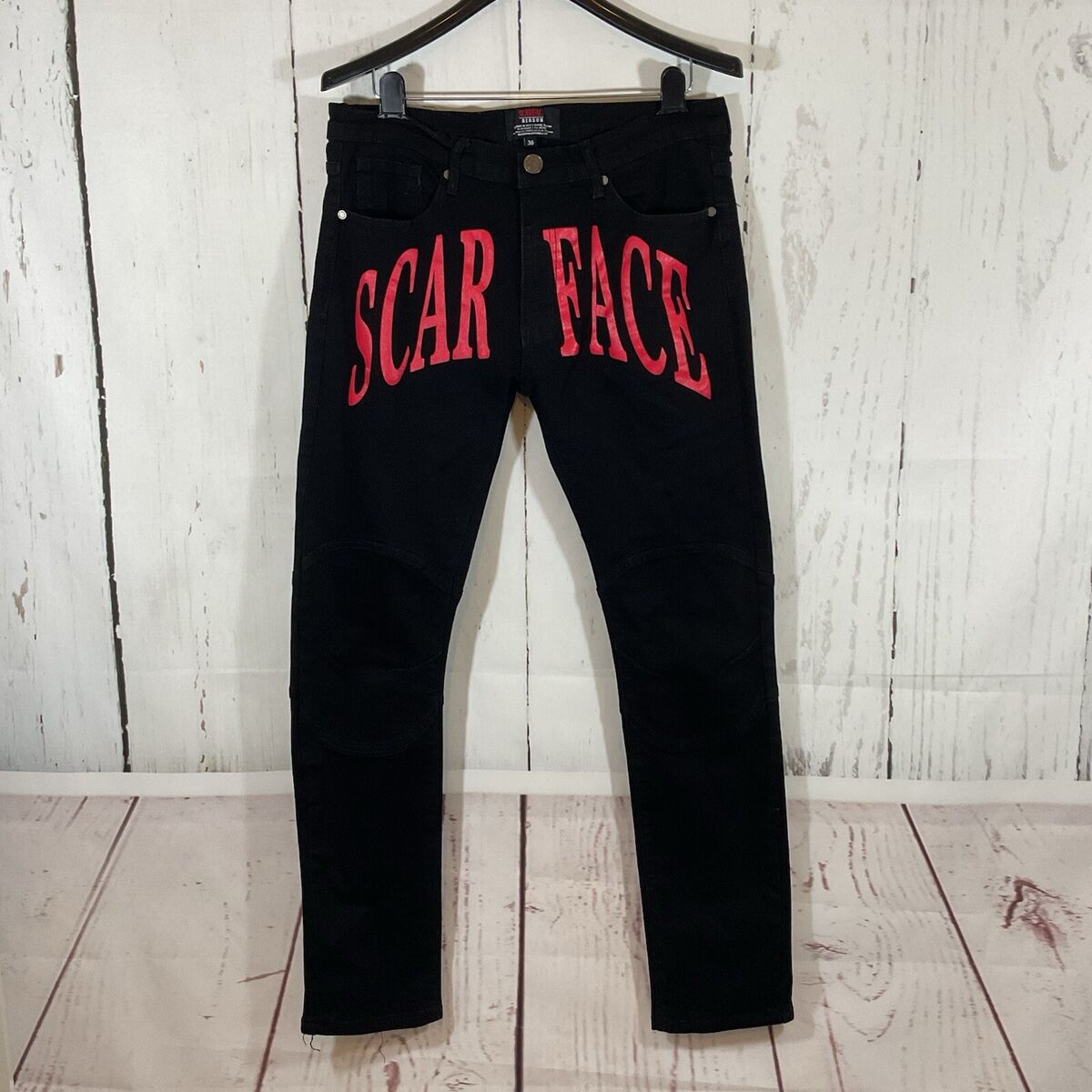 Scarface Reason Mens Jeans Size 36 Black Slim Skinny