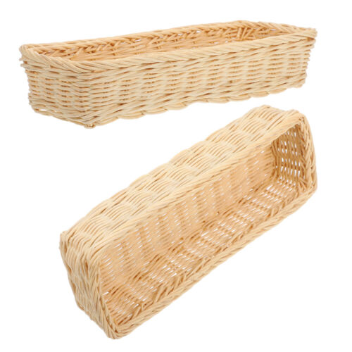 2 PCS Rattan Storage Basket Woman Silverware Fork and Spoon Holder