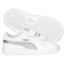 SCARPA BIMBE PUMA 389684 SMASH V2 METALLICS BIANCO