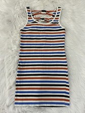 Forever 21 womens striped bodycon sleeveless dress size small bow racer back