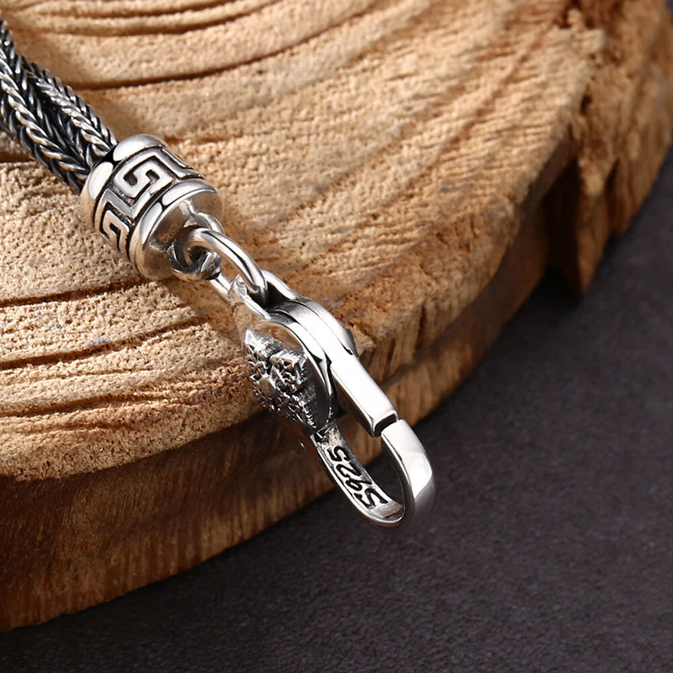 Pure Solid Sterling Silver 925 Twist Wheat Foxtail Chain Bracelet 7.87"L - Image 3 of 4