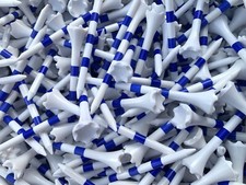 100 Golf Tees New Truestrike 2 3/4 White Blue Stripes Performance Tees