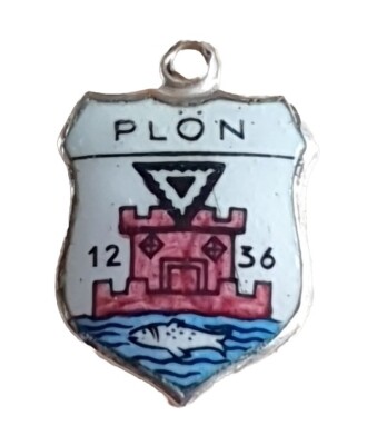 PLON Silver Vintage Travel Shield Enamel  Souvenir Charm