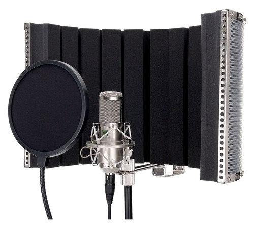 Großmembran Kondensator Studio Mikrofon Ständer Popschutz Absorber Set Silber - Bild 2 von 8
