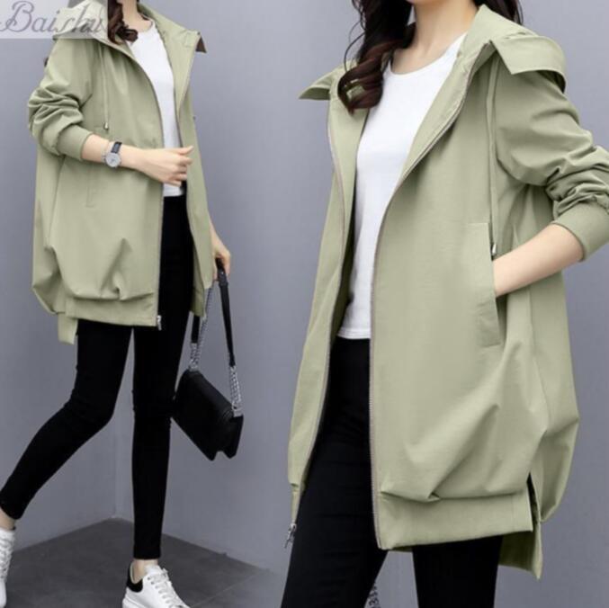 New Spring/ Fall Women's Hooded Jacket Casual Long Zipper New Spring/ Fall Women's Hooded Jacket Casual Long Zipper