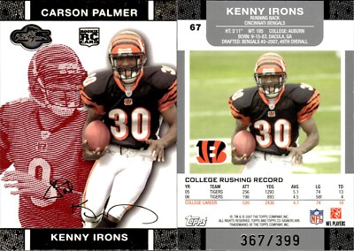 2007 Topps Co-Signers Changing Faces Gold Red 367/399 RC Palmer/Irons #67