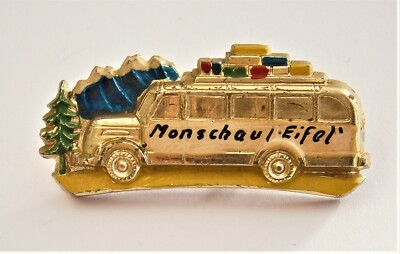 T514) Vintage Monshaul Eifel Nationalpark Deutschland Bus Krawatte Reversnadel Abzeichen