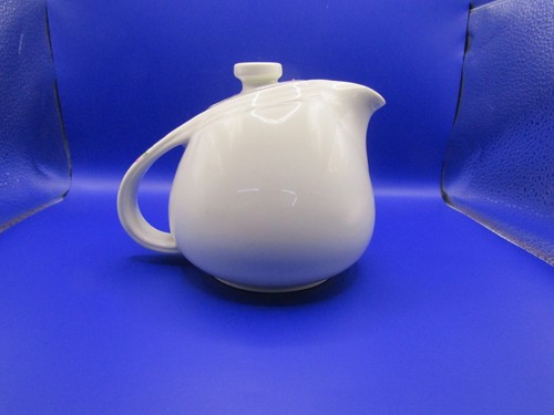 vintage ART DECO Hall China ceramic Sani-Grid teapot ROSE WHITE c.1930s - Picture 4 of 7