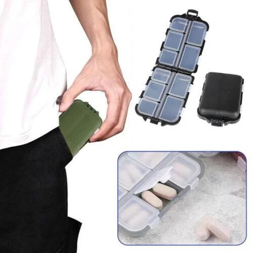 10 Grids Portable Travel Pill Case Pocket Pharmacy Small Organizer Weekly Box - Picture 2 of 11