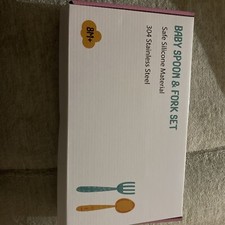 NEW Baby Spoon And Fork Set Safe Silicon Material Stainless Steel 8M
