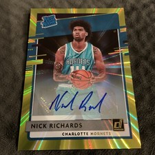 2020-21 Donruss Nick Richards Rated Rookie Holo Yellow Laser Rookie Auto SP