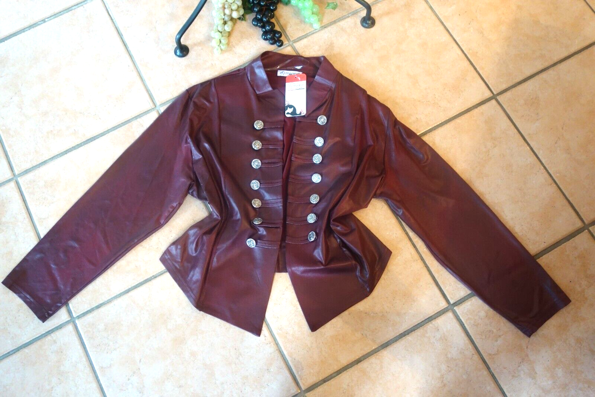 MAGNA Jacke Bolero Kunstleder-Optik 40 42 NEU bordeaux Stretch