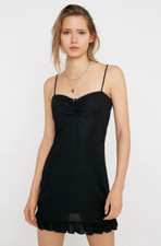 BNWT £39 Urban Outfitters Archive Rennie Black Ribbed Dress S LBD Party Cocktal