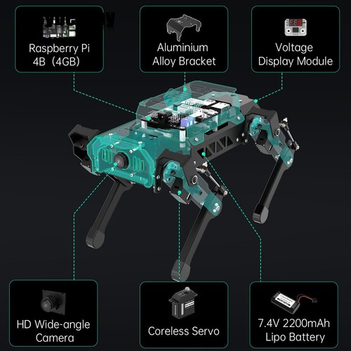 PuppyPi Standard Kit AI Robot Quadruped ROS Open Source Robot Dog w/ AI Vision - Picture 9 of 10